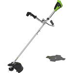 Greenworks 40V Cordless Brushcutter with Brushless Motor, Harness, Bike Handle, 40cm Cutting Width, Bump Feed 2mm Nylon Line or 25cm Blade WITHOUT Battery & Charger, 3 Year Guarantee GD40BCB