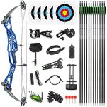SHARROW Archery Compound Bows Kit 40-60lbs Adjustable Hunting Bow Adult HellBow Right Left Hand Compound Bow with Arrows All Accessories for Outdoor Shooting (Type 2:Blue)