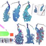 5D Diamond Art Painting Bookmarks 6 Peacock Bookmark with Crystal Pendant Diamond Art 6 7 8 9 10 12 Year Old Girls Gifts Kid Arts and Crafts Kits for Adults Women Presents