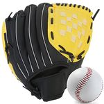 Baseball Glove,Softball Mitt,Catcher's Glove,Comfortable Softball and Baseball Mitt for Kids Youth Adults Sports and Professional Baseball,Right Hand Throw,Left Hand Glove (Yellow, 10.5 in)