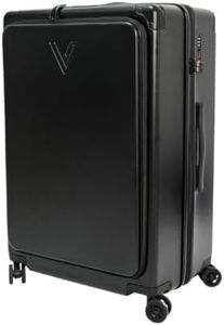 Backvac Flight Carry-On Suitcase, Black, Built-in Vacuum System, Silent Spinner Wheels, TSA Lock, USB Charging Ports, Air Tag Holder, 22 inches