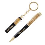 AS Store Personalized Metal Ball Pen & Keychain With Name Engraved Customized Gift Combo For Doctors Ideal Gift For Brother Sister Special Occasion Matt Black and Golden