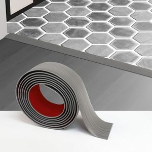 Greymond 4 Ft x 1.57" Floor Transition Strip Doorways, Vinyl Adhesive Laminate Flat Divider Flooring for Joining Floor Gaps, Carpet, Threshold Cover, Floor Tiles (Grey Wood)