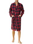 Latuza Men's Cotton Flannel Robe, Red, Medium