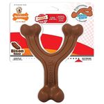 Nylabone Ergonomic Hold & Chew Wishbone Power Chew Durable Dog Toy Bison Flavor Large/Giant, Brown (NWB314P)