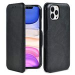 PULOKA iPhone 13 PRO MAX Pu Leather Flip Back Cover Leather Wallet Case with Card Slot & Kickstand Function – Black