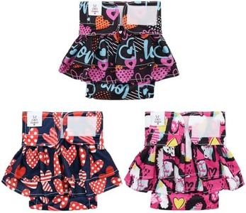 CuteBone Female Dog Diapers with Skirts 3 Pack Reusable Puppy Dresses Pants for Heat Cycle Period