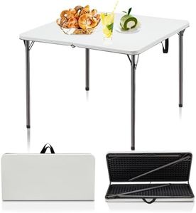 Kasunpul 34" Folding Table, Portable Square Folding Card Table with Collapsible Legs & Carrying Handle, Plastic Tables for Camping,Picnic, Office, Party, White