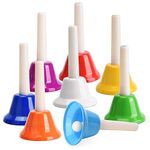 Facmogu 8PCS Handbells Set, Colorful 8 Note Diatonic Metal Music Bells, Percussion Instrument For Festival, Musical Teaching, Wedding, Family Party