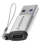 Ambrane USB Type C Female to USB Male OTG Adapter with 5 Gbps High-Speed Data Transfer, Compatible with Laptops, Tablets, Smartphone, Chargers and More Devices (AOTG-A1, Grey)