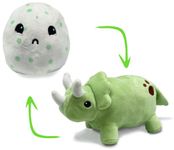 Hatchkinz | Reversible Triceratops to Egg Plushie | Happy + Sad | Show Your Mood | Stress Relief Plush 8"