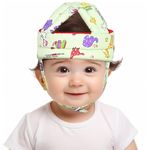 HUG PUPPY Baby Safety Helmet Infant Toddler Helmet,Baby Head Protector for Safety 6 to 18 Months Adjustable Protective Cap Child Safety Head Guard (Jungle-Print-Light-Green-Helmet-M)