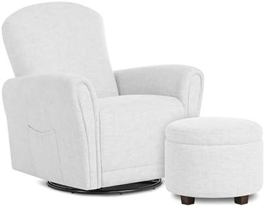 Evolur Vienna Swivel Glider with Ottoman, 360° Swivel, Nailhead Trim Design, Greenguard Gold & FSC-Certified, Nursery Chair in Fog Grey