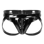 Jowowha Men Lingerie Double Zipper Jockstrap Sexy Low Rise Bulge Pouch Back Cut Out Briefs Underwear Black M