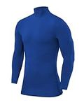 PowerLayer Men's Compression Base Layer Top Long Sleeve Under Shirt - Mock Neck - Dazzling Blue, XXL