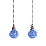 Crystal Ice Crack Ball Blind Cord Chandelier Handle Pull Chain Extension with Connector for Ceiling Light Fan Chain with Light Blue Color(Pack of 2)