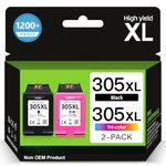 305XL Ink Cartridges Black and Colour, Replacement for HP 305 Ink Cartridges Original, Printer Ink 305 High Yeild for DeskJet 2700 2710 2720 2722 Plus 4100 4120 4130, Envy 6000 6010 6020 6030 Pro 6400