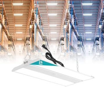 VocgoUU 2FT LED Linear High Bay Light, 0-10V Dimmable, 4000K/5000K/6000K & 100W/150W/200W Selectable, with Plug and Play 5.25ft Cord, Adjustable Angle, for Garage Warehouse Workshop, ETL, 24-Pack