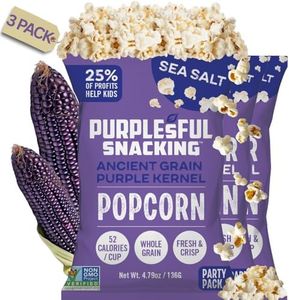 Purplesful Purple Corn Popcorn, Silkier, Creamier & Healthy Popcorn, Vegan-Friendly, Non-GMO, Flavorful Popped Corn Gourmet Snack, Sea Salt, Big Bulk Pack - 4.8 Oz Per Pack (Pack of 3)