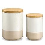 vancasso Sabine Canisters for Kitchen Counter, Ceramic Food Storage Jars Set with Airtight Bamboo Lid, Storage Container for Kitchen, Coffee, Flour, Spices, Tea, Sugar, 2 Pack (20 Oz and 40 Oz)