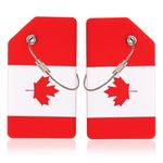 Silicone Luggage Tag, Personalized Luggage Tags with Name Cards & Stainless Steel Loop, Bright Color Suitcase Tags Identifiers for Woman (2-Pack Canada Flag)