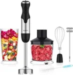 Keylitos 5 in 1 Immersion Hand Blender Mixer, [Upgraded] 1000W Handheld Stick Blender with 600ML Chopper, 800ML Beaker, Whisk and Milk Frother for Smoothie, Baby Food