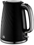 Swan SK14611BLK Windsor Rapid Boil Kettle with Removable Limescale Filter, Boil Dry Protection and Hidden Cord Storage, 1.7L, 3KW, Black