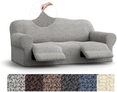 PAULATO BY GA.I.CO. Recliner Sofa Cover - Reclining Couch Slipcover - Soft Polyester Fabric Slipcover - 1-Piece Form Fit Stretch Furniture Protector - Mille Righe Collection - Platinum (Couch Cover)