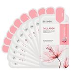 MEDIHEAL Collagen Essential Sheet Mask (10 Sheet) Firming & Hydrating Korean Face Mask | 98% Vegan, Collagen, 7 Peptides & Hyaluronic Acid | Improves Elasticity, Reduces Fine Lines, Wrinkle, Skin Tightening Facial Mask
