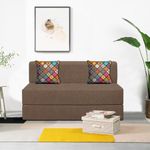 Urban Decor Sofa | 2 Seater - 4x6 Feet |Sofa Cum Bed Jute Fabric Folding Sofa Cum Bed with Washable Cover Perfect for Guests | Brown Color