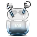 Wireless Earbuds Bluetooth 5.3 Headphones with 4 Mic HiFi Stereo Sound, Wireless Headphones with Dual LED Display Touch Control, 40H Playtime Bluetooth Earphones IP7 Waterproof, Light Blue