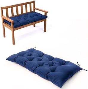 MOONASE Indoor/Outdoor Bench Cushion Patio Furniture Chair Cushion Tufted Lounger Seat Cushions with Ties for Patio Garden (39.4 X 19.7 Inch, Navy)