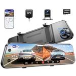 AZDOME PG17 12" WiFi Rear View Mirror Camera with Free 64GB SD Card, Dual Mirror Dash Cam 2.5K Front and 1080P Rear Camera for Car IP68 Waterproof,GPS WDR Night Vision 24H Parking Mode Easy to Install