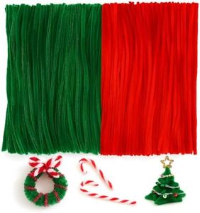 FirstKitchen Pipe Cleaners Craft - 200pcs Dark Green Red Pipe Cleaner for Craft 0.23"X12" Christmas Plush and Pliable Chenilles Stems Pipe Cleaner for DIY Arts Crafts
