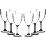 Virtually Glass 6 Roltex Polycarbonate Unbreakable and Reusable Small Wine Glasses (200 ml/7oz to The Brim Height 15 cm Max Diameter 6.5 cm)