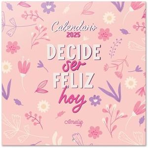 Calendario 2025 pared en Español Amelie - Calendario pared Con espacio para anotar e Ilustraciones con frases motivadoras | Planificador mensual 30x30