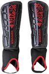 Vizari Malaga Soccer Shin Guards - Breathable & Lightweight Shin Pads - Superior Ankle Support Soccer Shin Pads Kids, Girls and Boys - Soccer Shin Guards Adult With Non-Slip Adjustable Straps - Black/Red