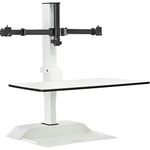 Safco Products Electric Sit/Stand Desk Converter, Steel, White, 27.31" W x 21.81" D x 37.18" H