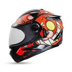 Steelbird SBH-17 Rabbit ISI Certified Full Face Graphic Helmet with Clear Visor (Large 600 MM, Matt Black Red)