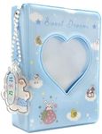 3 Inch Mini Photo Album, Heart Hollow Card Binder Photo Album Kpop Photo Card Holder with Pendant 40 Pockets (blue strawberry)