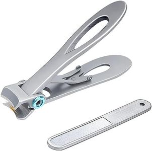 KAVENO Nail Clippers Stainless Steel Opening Oversized Fingernail and Toenail Clippers Cutter with Fingernail File for Men & Women Ingrown Manicure Set Gift Pack (Silver Set)