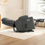 Power Lift Recliner Chair for Elderly with Adjustable Headrest, Triple Motor Zero Gravity Recliner Chairs for Adults with Massage & Heat, Extended Footrest, Cup Holder, Lumbar Pillow, Fabric (Grey)