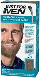 Just For Men Mustache & Beard, Beard Dye for Men with Brush Included for Easy Application, With Biotin Aloe and Coconut Oil for Healthy Facial Hair, Light Brown, M-25 (1 Count)