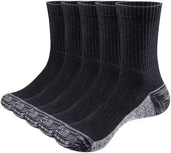 YUEDGE Mens Socks Black Work Socks Moisture Wicking Cotton Cushioned Cusual Crew Socks Performance Athletic Socks For Men Size 9-11,5 Pairs…