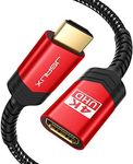 JSAUX HDMI Extension Cable 3.3FT, 4K 60Hz High Speed HDMI Extender Cord Male to Female Adapter Connector (HDR HDCP 2.2), Compatible with Roku TV Streaming Stick, Bluray Player, HDTV, Laptop, PC - Red