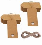 100 pcs Gift Tags Christmas Tree Tags Kraft Paper Hanging Ornament Gift Tags Parcel Tags Luggage Label String Pendant Decal, Brown