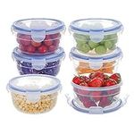 EASYLOCK 6 Pack 600ML Round Food Containers with Lids Plastic Salad Bowls Soup Bowls Microwave Safe Airtight Food Storage Containers Set Reusable 100% Leak-proof for Outdoor