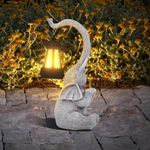 RICHIE Elephant Statue Garden Ornaments Art Outdoor Decoration with Solar Powered LED Lights Decor for Patio,Balcony,Yard, Mum Birthday Gifts, Garden Gifts for Women