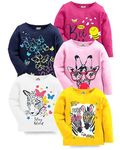 Kuchipoo Girls Regular Fit Full Sleeves Cotton T-Shirts (KUC-TSHRT-259, 8-9 Years, Multi-Colored)