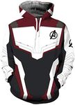 OLIPHEE Mens 3D Hoodie Cosplay Cosume Avenger's Endgame Hoodie Super Hero Pullover Advanced Tech Uniform Quantum Realm Hooded Sweatshirt Cap Wine S